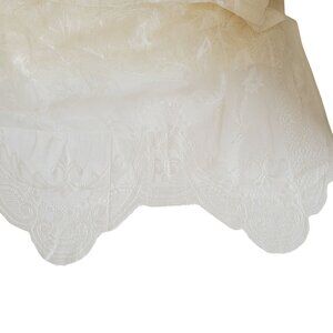 Window Panel w/ Attached Valance Ivory Floral Lace Set of 3 Panels Polyester
